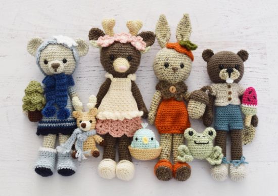 Picture of CROCHET PATTERNS - Four Seasons Dolls - Bunny, Bear, Deer, Beaver, stuffed toy, amigurumi,stuffed toy animal, woodland, crochet patterns