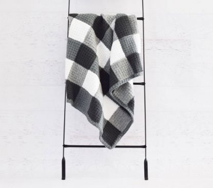 Picture of CROCHET PATTERN - Farmhouse Gingham Blanket - PDF crochet pattern, Beginner Level with instructions to make it larger or smaller
