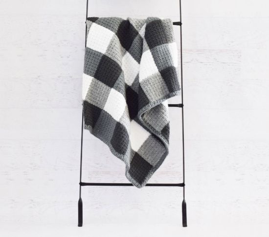Picture of CROCHET PATTERN - Farmhouse Gingham Blanket - PDF crochet pattern, Beginner Level with instructions to make it larger or smaller