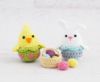 Picture of CROCHET PATTERNS - Easter Egg Bunny and Chick - amigurumi Easter eggs, Crochet Bunny, Crochet Chick, Easter pattern, Easter bunny egg basket