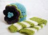 Picture of CROCHET PATTERN - Blueberry Muffin Beanie / Headband & Leg Warmers - crochet hat pattern baby photo prop flower headband PDF pattern