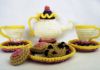 Picture of Amigurumi Crochet PATTERN - Mrs. Potts Tea and Cookies - tea set pretend play crochet food toy cookies amigurumi tea pot PDF pattern