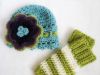 Picture of Baby Girl CROCHET PATTERN - Blueberry Muffin Beanie / Headband & Leg Warmers - 4 sizes included, PDF instant download, photo prop flower hat