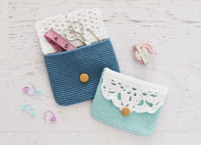 Picture of CROCHET PATTERN - Button Pouch - crochet purse, button bag, easy crochet pattern, change purse, clutch, travel pouch, crochet bag