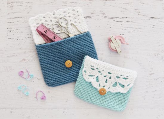 Picture of CROCHET PATTERN - Button Pouch - crochet purse, button bag, easy crochet pattern, change purse, clutch, travel pouch, crochet bag