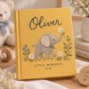 Picture of Personalized Elephant Baby Photo Album, Hand Embroidered Photo Album, Custom Name Baby Memory Book, Linen Keepsake, Baby Shower Gift
