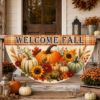 Picture of Personalized Fall Porch Banner, Welcome Fall Hanging Banner, Pumpkin Sunflower Decor, Autumn Porch Sign, Farmhouse Outdoor Decor Fall