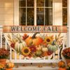 Picture of Personalized Fall Porch Banner, Welcome Fall Hanging Banner, Pumpkin Sunflower Decor, Autumn Porch Sign, Farmhouse Outdoor Decor Fall